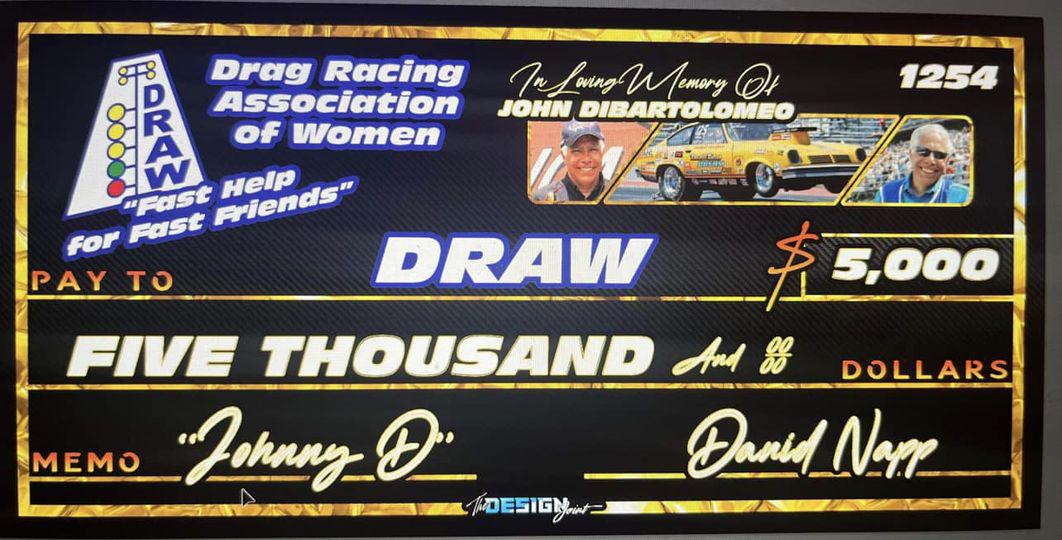 Napp Family Donates $5000 to DRAW in Johnny D’s Name at zMAX